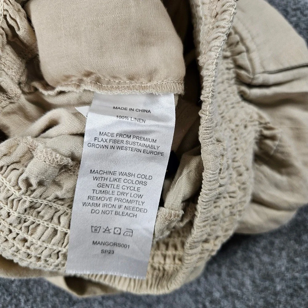 Quince 100% European Linen Maternity Pants Driftwood XS Smocked Waist MANGORS001
